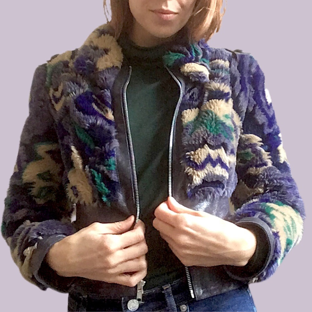 Betsey Johnson Purple and Green Bomber Jacket - Picture 2 of 12